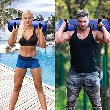 Мішок для фітнесу Yes4All з водою 36.3 кг, Aqua Bag для тренувань, великий, прозорий темно-синій