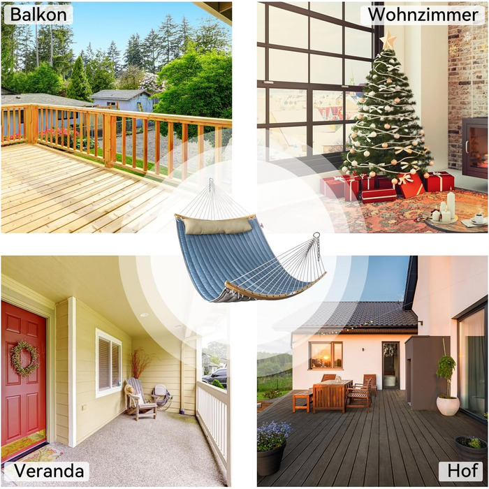 Гамак для двох Bathonly, 3 м, двобокий, джинсовий, до 204 кг