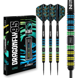 Професійні дартси Red Dragon Dragonfly 95, 95% вольфрам, сталевий наконечник, набір з оперенням і шафтами, вага 22-26 г