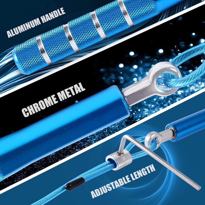 Стрибкове канат Wastou: регульований, для фітнесу, дорослих, чоловіків, жінок, дітей, дівчаток, блакитний