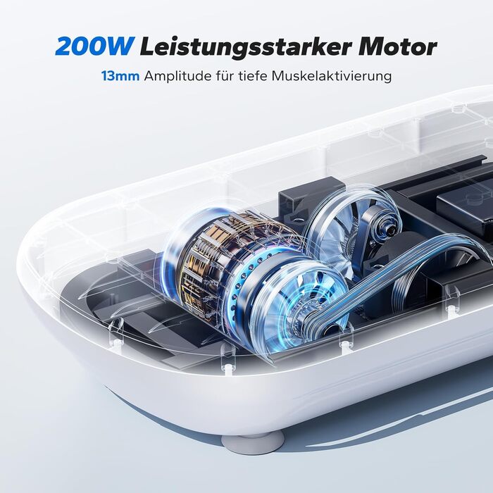 Вібраційна платформа MERACH для тренувань та фігури, амплітуда 13 мм, вантажопідйомність 200 кг, силіконовий педал, Bluetooth-динамік (сірий)