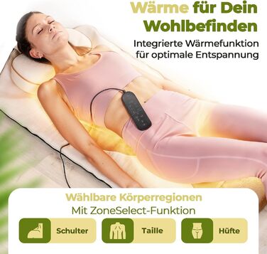 Електрична масажна килимок VitaStretch з льону | 4 програми для спини, плечей, стегон | Функція підігріву, таймер