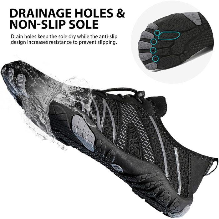 Чоботи для плавання та серфінгу Barfußschuhe: чоловічі та жіночі, швидко сохнуть, антиковзкі, розмір 36-47, чорний