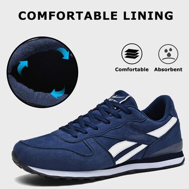 Чоловічі кросівки для бігу та занять спортом: легкі, дихаючі, з антиковзкою підошвою, чорно-сірі, розміри 39-45 EU, 44 EU, темно-синій