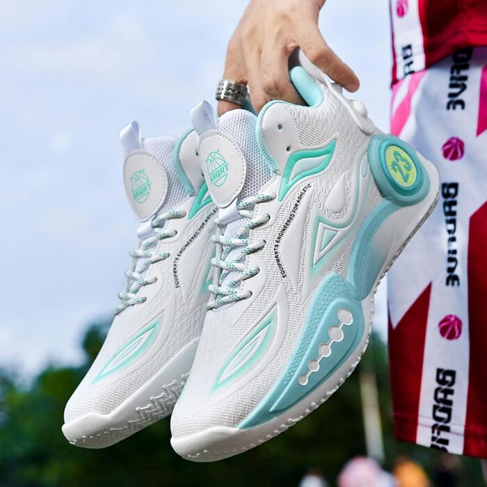 Баскетбольні кросівки High Top з антиковзким покриттям, легкі та зручні. Білі (41 EU, 2wei® Grün)