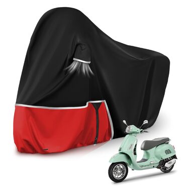 Водонепроникний захисний чохол для мотоцикла Piaggio MP3 400/500 (з кофром) - 420D Oxford, чорний/червоний