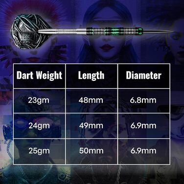 Дротики Shot! Darts AI Cyberpunk 90% вольфрамові 24 г, сталевий наконечник, професійні, для дорослих, Нова Зеландія