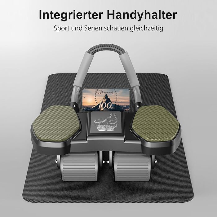 Ролер для пресу, тренажер для дому, покращене 4-колісне шасі, стабільний тренажер для зміцнення м'язів пресу та корпусу, довговічний та легкий, ідеальний для чоловіків та жінок, чорно-синій