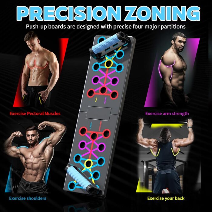 Дошка для віджимань Push Up Board складніша, портативна з неслизькими ручками, фітнес-дошка з неслизьким покриттям, обладнання для фітнесу вдома для нарощування м'язів