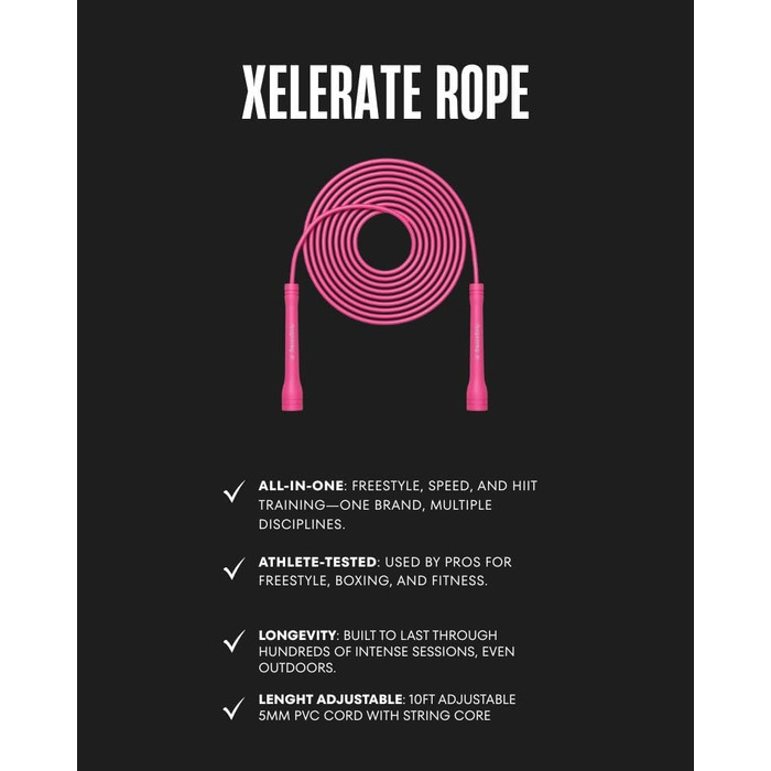 Скакалка Speed-Springseil Dayan Kolev, 5 мм, ПВХ, для фітнесу, кардіо, боксу та кросфіту, регульована довжина