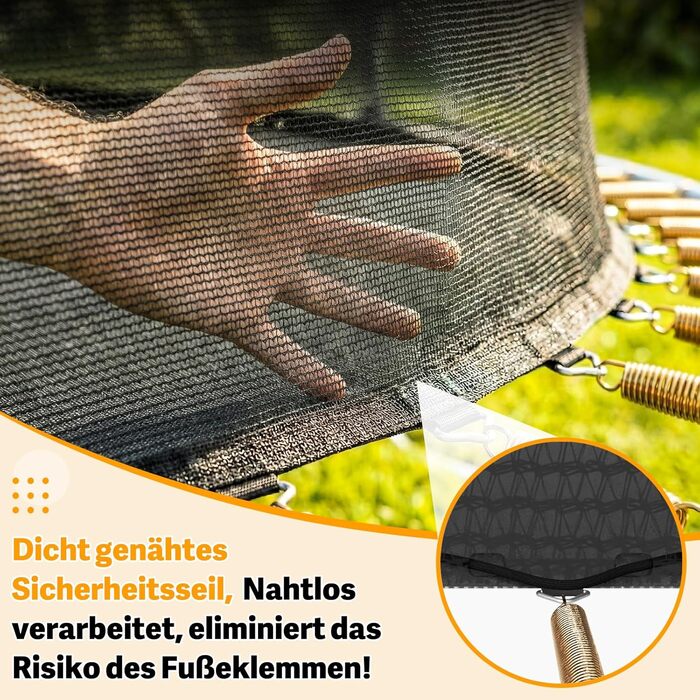 Батут Devoko Outdoor для дітей та дорослих, великий овальний, 305x214 см, з сіткою безпеки та міцним металевим каркасом