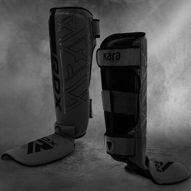 Захист гомілки RDX для кікбоксингу, муай тай, MMA, карате, XL, чорний, штучна шкіра Maya Hide
