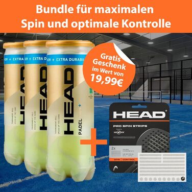 Набір для падел-тенісу Head Padel PRO S+ (3 ракетки, 9 м'ячів) + Стрічки Rezztek Pro Spin для ракетки - для максимального обертання та контролю