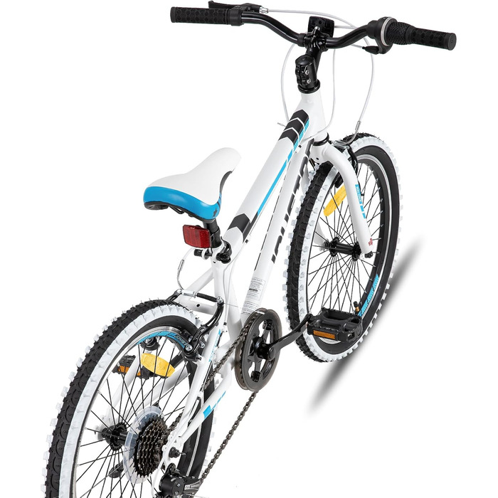 JOYSTAR Lubbock 20/24 дюйми: дитяче гірське велосипед для хлопчиків та дівчаток 7-12 років. 1/7-швидкісна передача, бічні стрічки, гірський велосипед 20 дюймів, білий колір