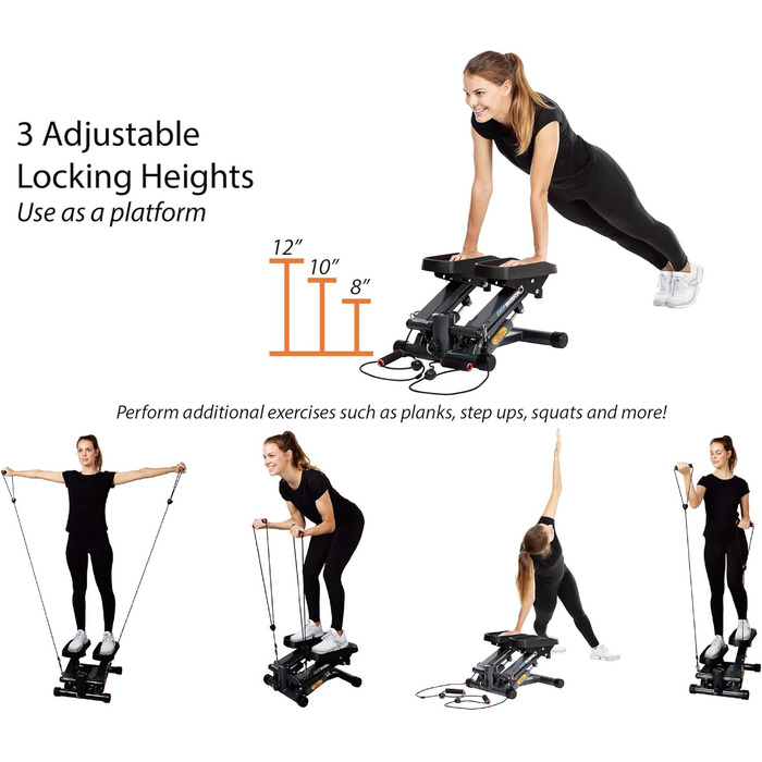 Міні-степпер Exerpeutic EXERWORK 850 Bluetooth, розширена вантажопідйомність, регульована висота кроку, з додатком та налаштуванням цілей тренування