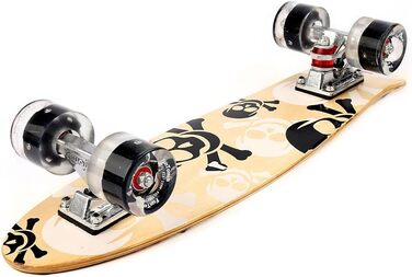 Скейтборд FunTomia Mini-Board Cruiser 57 см з 7-шарового канадського клену, підшипники Mach1 ABEC-9, білі з черепом, чорні LED-колеса