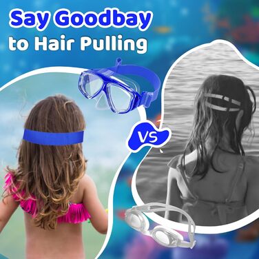 Дитячі окуляри для плавання Vvinca з захистом носа та м'яким ремінцем, міцні, антизапітніючі та водонепроникні, для дітей 3-14 років (04-Dark Blue)