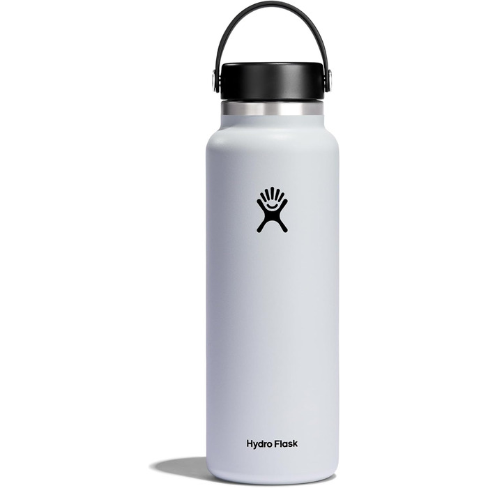 Термобутилка HYDRO FLASK 1180 мл біла, ізольована спортивна пляшка з нержавіючої сталі з герметичною кришкою та ремінцем, підходить для миття в посудомийній машині