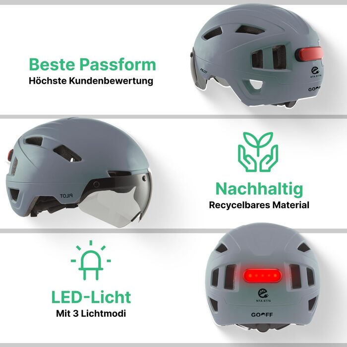 GOOFF Pilot S-Pedelec шолом – захист для швидких електровелосипедів, велосипедний шолом із візором і підсвіткою, сертифікат NTA 8776