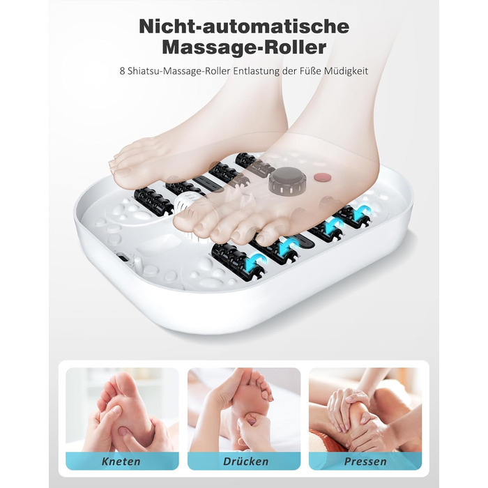 Ванночка для ніг з масажем та підігрівом – складана ванночка для ніг з бульбашками та пемзою, масажер для ніг з водою та 8 роликів – ідеальний подарунок (Чорний)