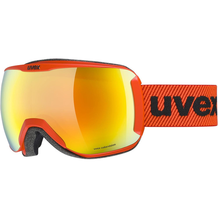 Гірськолижна маска Uvex Downhill 2100 CV універсальна, червоно-помаранчева/зелена, розмір універсальний