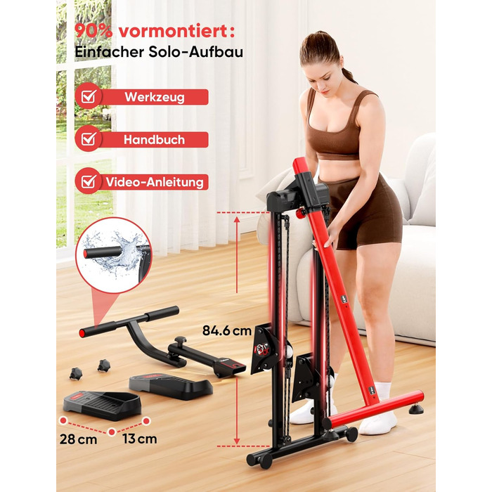 Сходи-степер YOLEO з регульованим опором для дому, складаний, 3 режими тренування, компактний кардіо-тренажер, великі платформи, 90% зібраний, з ручкою