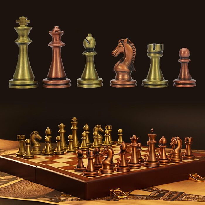 Шаховий набір MZSX з чистого металу: розкладні шахи для дітей та дорослих, подарунок на Новий рік