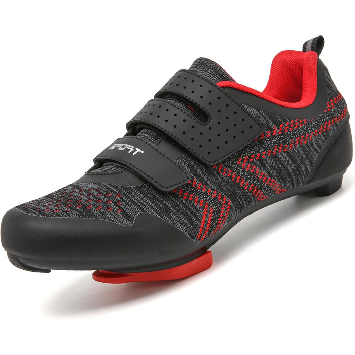 Велотуфлі ULTIANT для їзди в залі та на вулиці. Сумісні з Peloton, Look SPD SL Delta. Чоловічі та жіночі (38/38.5 EU, Чорний/Червоний)