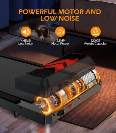 Cozary Walking Pad - біговий килимок для дому з нахилом, робочий стіл, 2-6 км/год, для офісу, з пультом та керуванням через додатки, двигун 2.5HP, LED-дисплей, вантажопідйомність 120 кг