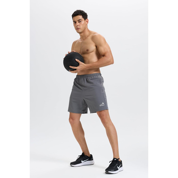 Шорти спортивні чоловічі з кишенею на блискавці – легкі, дихаючі, ідеальні для бігу, фітнесу та активного відпочинку сірого кольору, розмір L