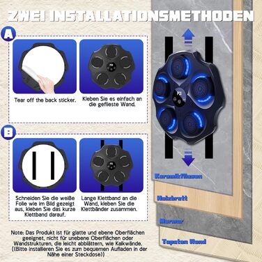 Музична боксерська машина Lvelfe з LED-підсвічуванням, Bluetooth, 9 режимів швидкості та лічильником, чорна