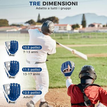 Рукавиця для бейсболу та софтболу дитяча/доросла, з м'ячем, 12.5 дюймів (синьо-біла)