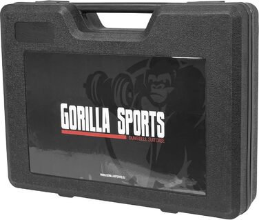 Комплект гантелей GORILLA SPORTS 20 кг з кейсом, 8 чавунних дисків, 30 мм гриф із насічкою, зіркоподібні замки