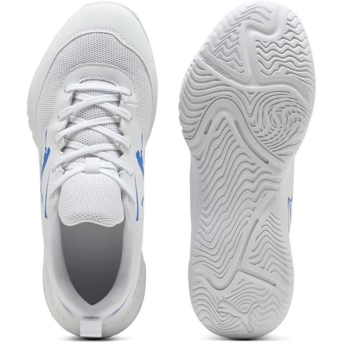 Дитячі унісекс кросівки PUMA Varion Li Jr для залу (Indoor Court Shoe), білі/блакитні, розмір 38 EU