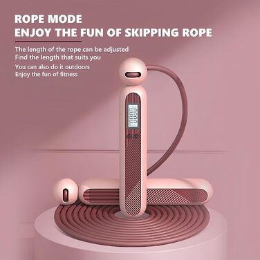 Стрибкове канат Flintronic з лічильником, регульований, з підшипниками та неслизькими ручками, інтелектуальний, з вагою, для тренувань, фітнесу, боксу, рожевий #5