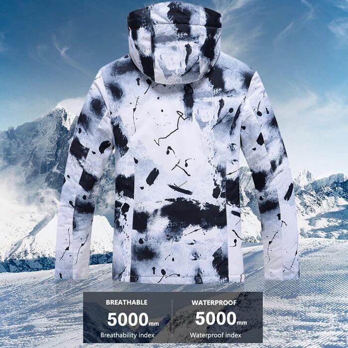 RIUIYEE Комплект чоловічого гірськолижного костюма з підігрівом, куртка та штани, зимовий, для сноуборду та гірськолижного спорту, чорний, XXL