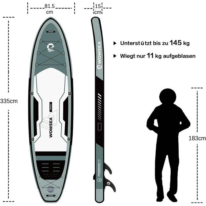 WOWSEA Poseidon P3: Надувний SUP-борд для туризму та відпочинку з аксесуарами