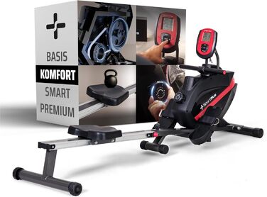 Гребний тренажер SportPlus для дому, складаний, з тихою магнітною системою гальмування, комп'ютер для тренувань, фітнес-обладнання для дому, Indoor гребний тренажер, сумісний з додатком (опціонально), комфортний