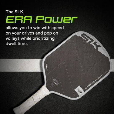 Paddel для піклболу SLK ERA Power від Selkirk: карбон + скловолокно, динамічний серцевину, для агресивної гри (білий/оп. сад, велика зона удару)