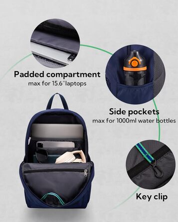 WATERFLY 20L легкий рюкзак для школи, ноутбука та подорожей – міський та трекінговий рюкзак для чоловіків і жінок