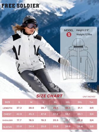 Водонепроникна зимова куртка FREE SODIER для жінок з флісовою підкладкою та капюшоном. Велика жіноча куртка з водонепроникним покриттям, зварні шви, Ginger Yeow (XXL, білий, чорний)