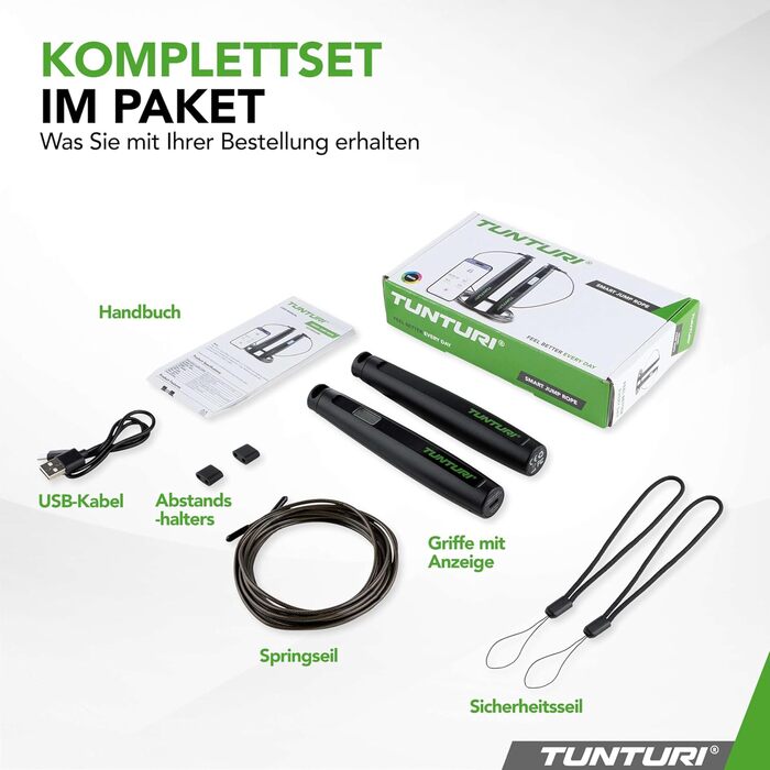 Скакалка Tunturi Smart Springseil - регульована довжина, зручні ручки, для дітей та дорослих