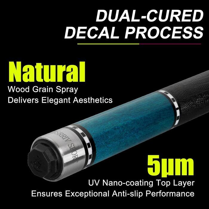 Кю Carbon Fiber CQ-BLUE-20: Професійний кий для більярду з карбону, 13мм шкіряний наконечник, кейс, захисти та крейда