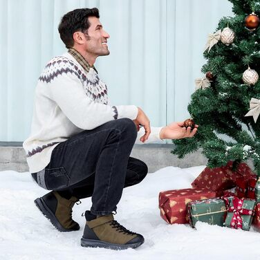 Черевики зимові чоловічі FitVille широкі з кріпленням на липучці, неслизькі, теплі, для активного відпочинку, розмір 40-50 (41 EU X-широкі, світло-коричневі)