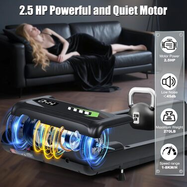 Біговий доріжка AiQInu для дому, 2.5HP, Walking Pad з пульт дистанційного керування, LED-дисплеєм та Bluetooth, регульований стіл для дому та офісу, швидкість 2-8 км/год (110*46*96 см)