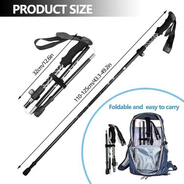 Тrekking-стійки для ходьби, телескопічні, регульовані 110-125 см, складні, легкі