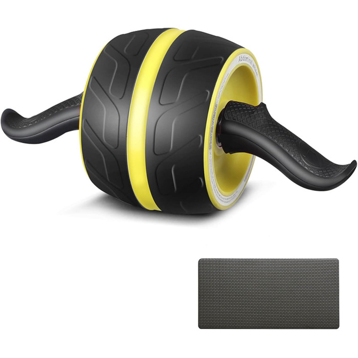 AB Wheel Roller A.F.N.A.L з пружинним опором, автоматичним відкатом, для тренування пресу, широкі колеса, фітнес для дому та спортзалу, Core Workout, силові тренування, жовтий колір