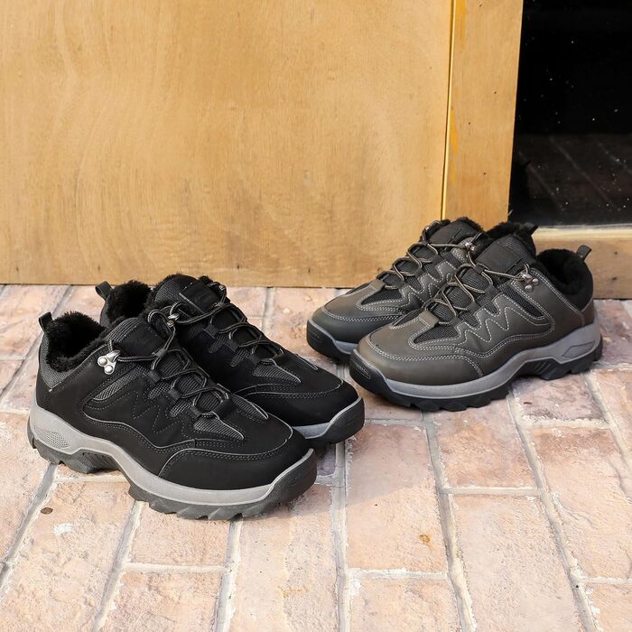 Черевики для ходьби чоловічі зимові утеплені, трекінгові черевики, зимові черевики, неслизькі, легкі, черевики для хайкінгу, зручні зимові черевики, гірські черевики, водонепроникні черевики для хайкінгу, outdoor черевики, чорні, 40 EU