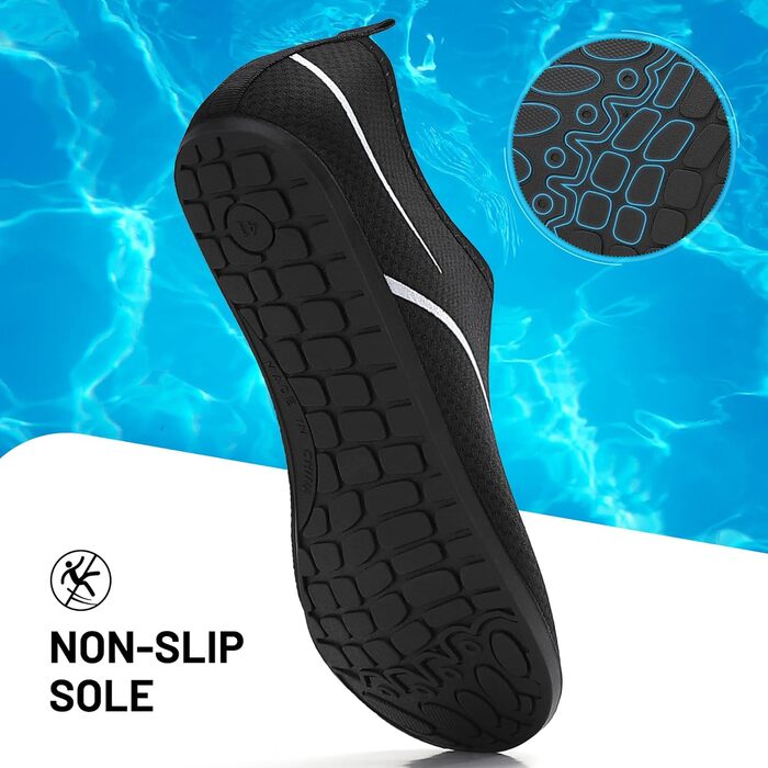 Чоботи для плавання унісекс: легкі, швидковисихаючі, для пляжу, басейну, серфінгу, йоги. Розмір 43 EU, чорний колір