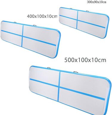 Гімнастичний мат Air Track для тумблінгу та йоги з електричним насосом, протиковзкий та водонепроникний, 400x100x10 см (Синій)